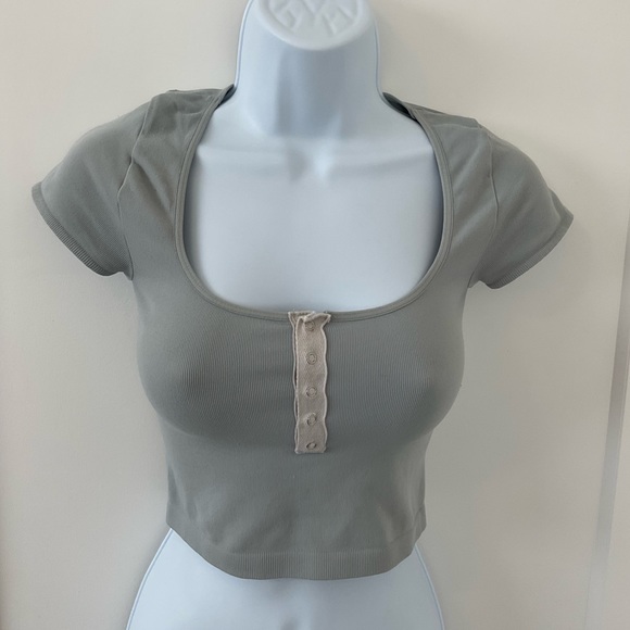 NWOT Free People Intimately Josie Cropped Baby Tee - Storm Grey - Size XS/S - Picture 5 of 8